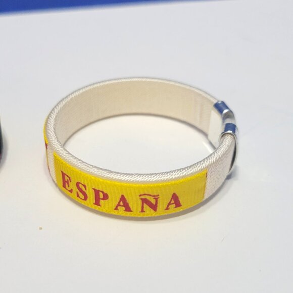 Vintage Espana Spain Flag Cuff Bracelets Pair - Picture 4 of 7